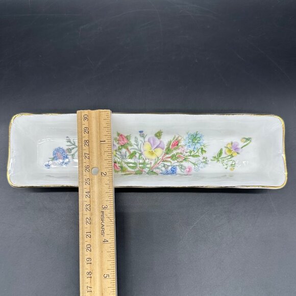 Vintage Mint Tray Aynsley England Wild Tudor Bone China Floral Trinket Dish - Picture 8 of 9